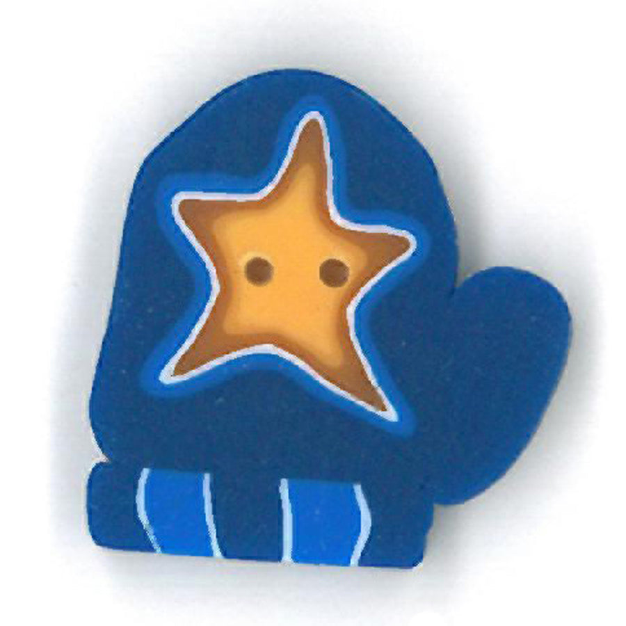 Small Blue Mitten with Star Button by Just Another Button Company