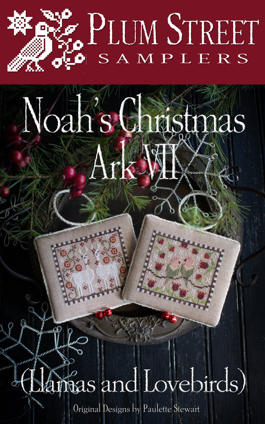 Noah’s Christmas Ark VII: Llama and Lovebirds by Plum Street Samplers