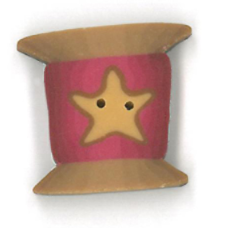 Short Red Spool Button by Just Another Button Company