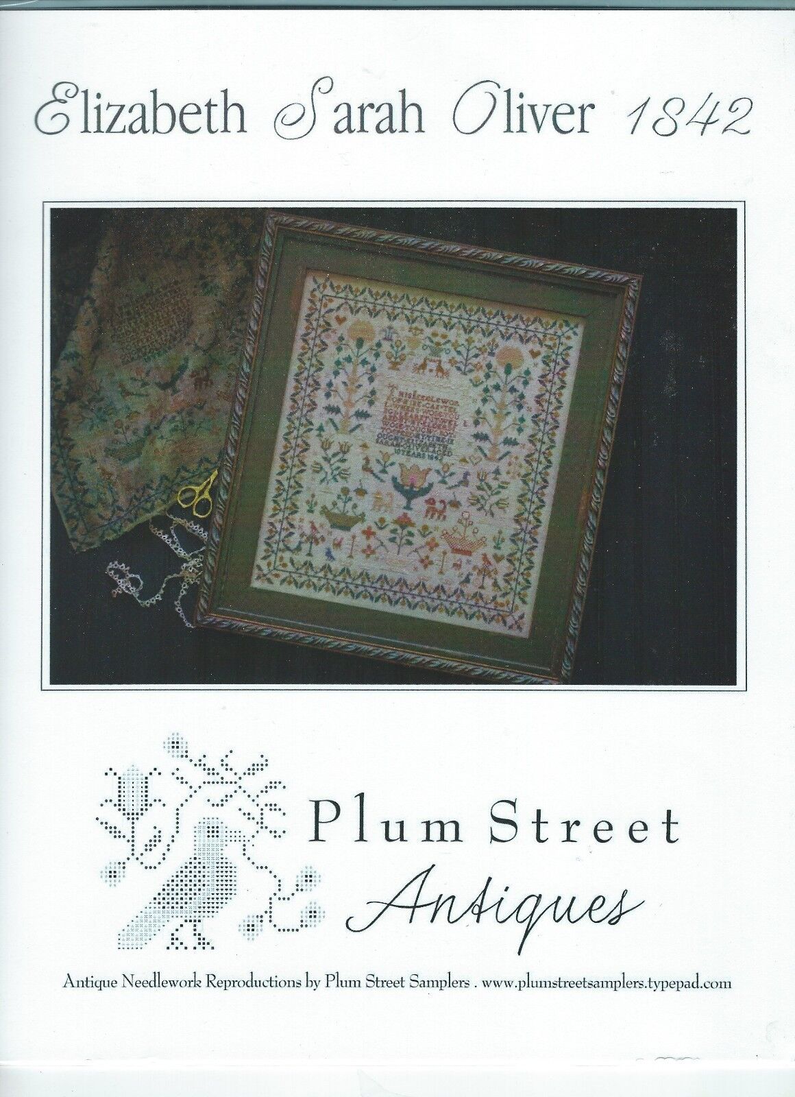 Plum Street Antiques: Elizabeth Sarah Oliver 1842 by Plum Street Samplers