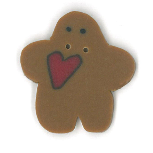 Small Gingerbread with Heart Button by Just Another Button Company