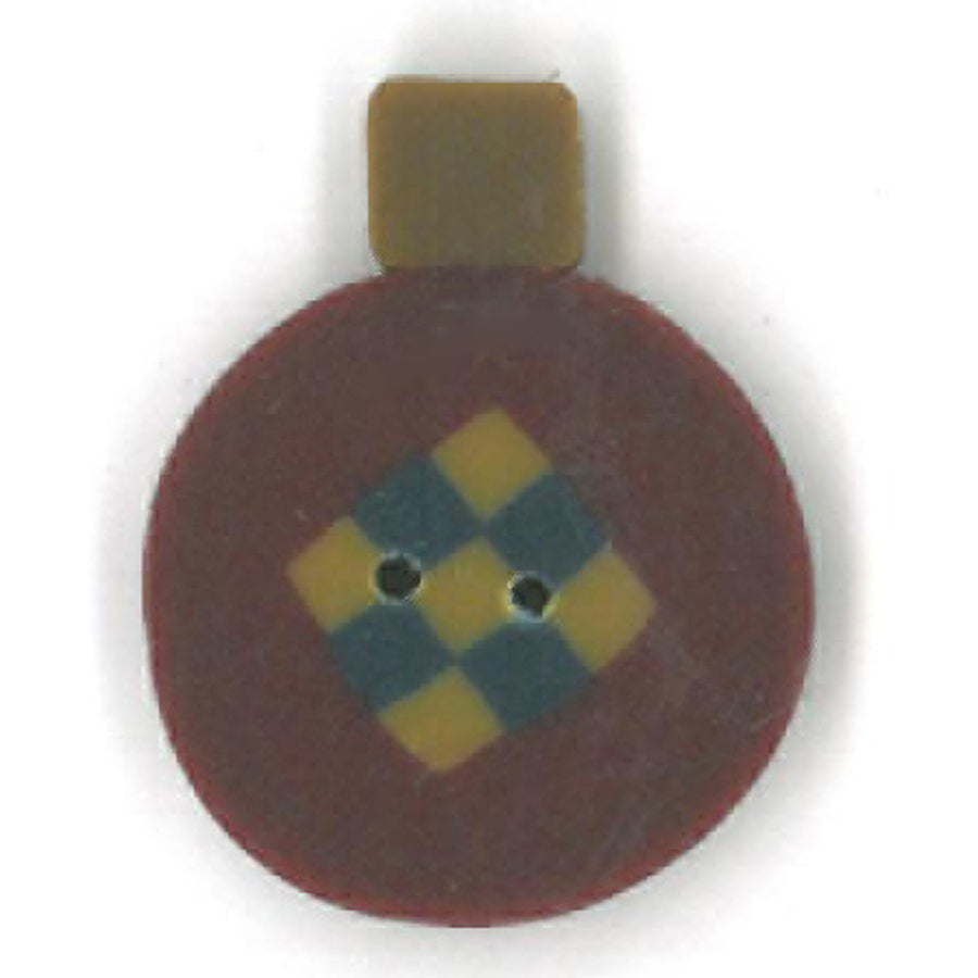 Primitive Red Ornament (9-patch) Button by Just Another Button Company
