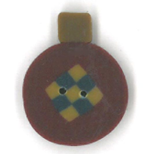 Primitive Red Ornament (9-patch) Button by Just Another Button Company