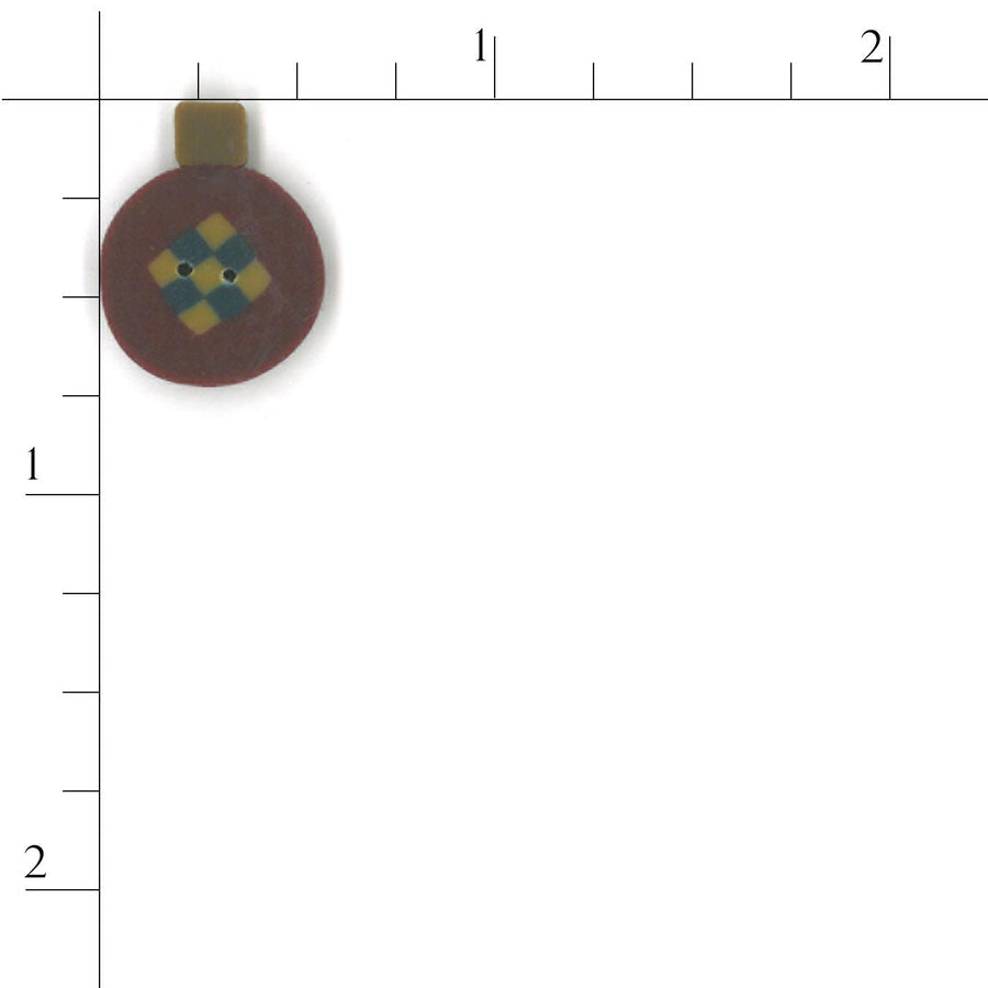 Primitive Red Ornament (9-patch) Button by Just Another Button Company