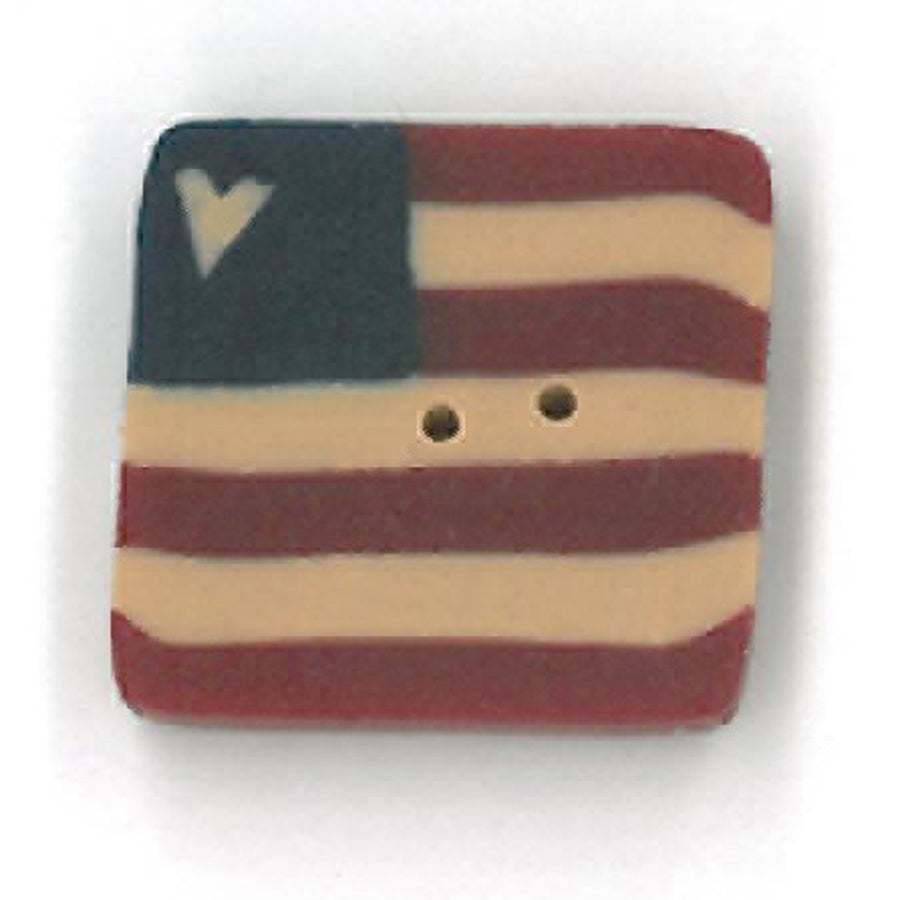 Small Folk Art Square Flag Button by Just Another Button Company