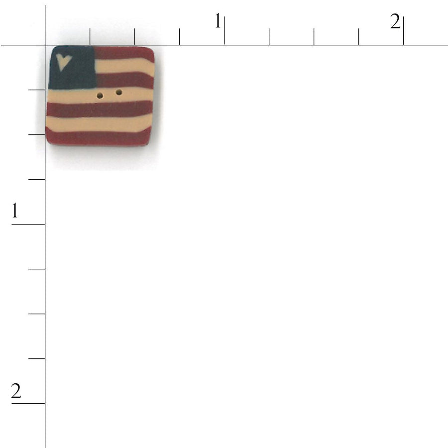 Small Folk Art Square Flag Button by Just Another Button Company