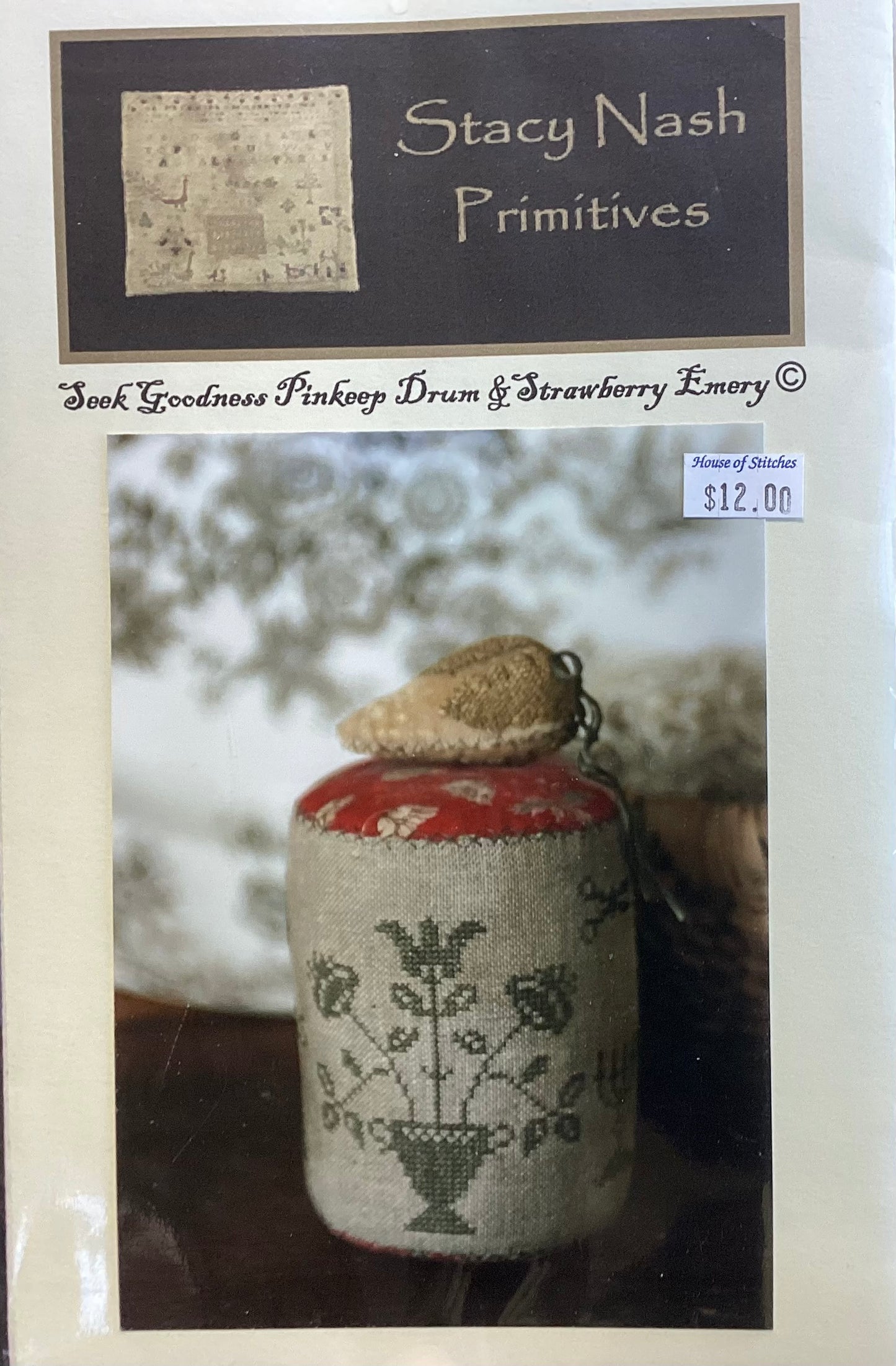 Seek Goodness Pinkeep Drum & Strawberry Emery by Stacy Nash Primitives