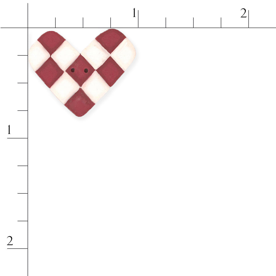 Large Red & White Checkered Heart Button by Just Another Button Company