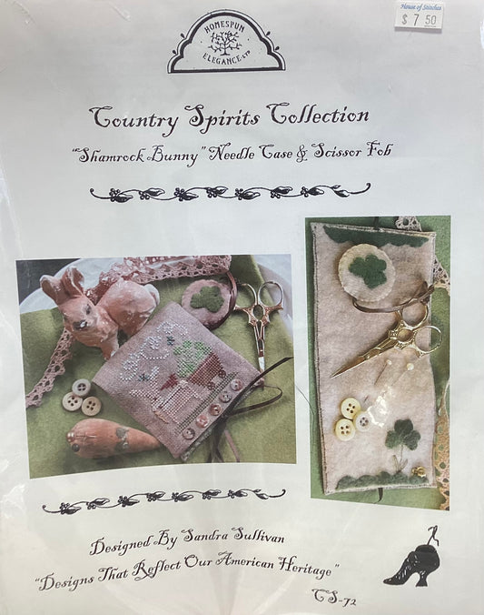 Country Spirits Collection: Shamrock Bunny Needle Case & Scissor Fob by Homespun Elegance