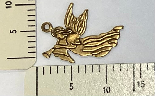 Antique Gold Angel with Trumpet Charm by By Jupiter