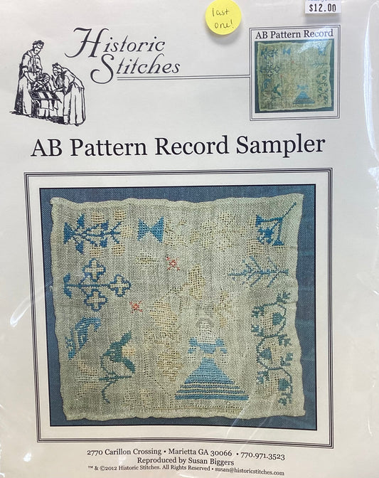 AB Pattern Record Sampler by Historic Stitches