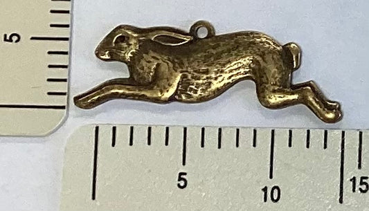 Antique Gold Running Bunny Charm by By Jupiter