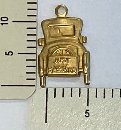 Brass ‘Just Married’ Car Charm by By Jupiter