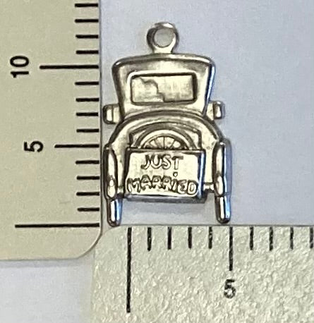 Antique Silver ‘Just Married’ Car Charm by By Jupiter