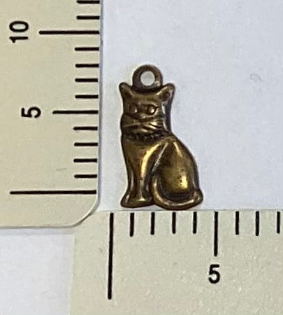 Antique Gold Cat Charm by By Jupiter