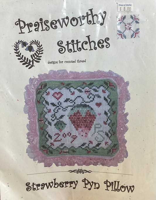 Strawberry Pyn Pillow by Praiseworthy Stitches