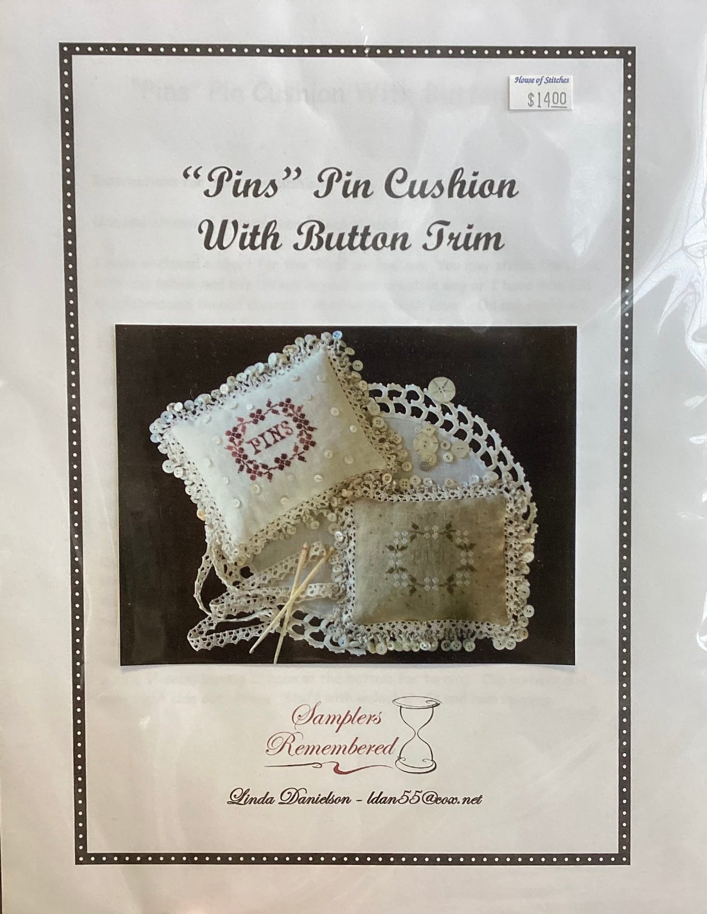 “Pins” pin Cushion With Button Trim by Samplers Remembered