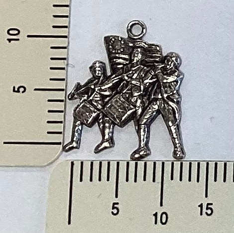 Antique Silver Soldiers Marching with Flag Charm by By Jupiter