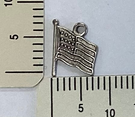 Small Antique Silver American Flag Charm by By Jupiter