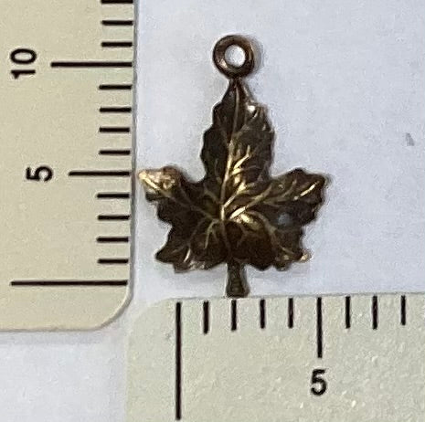 Antique Gold Maple Leaf Charm by By Jupiter