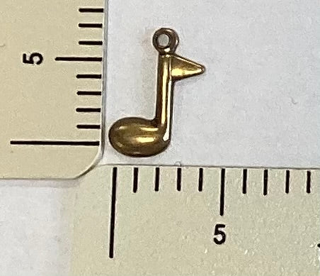 Antique Gold Single Music Note Charm by By Jupiter