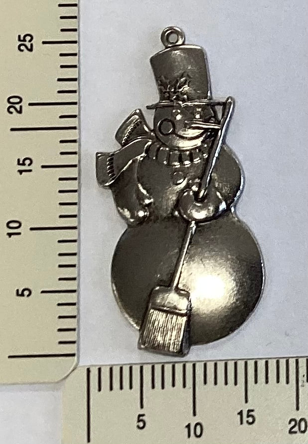 Antique Silver Snowman With Broom Charm by By Jupiter