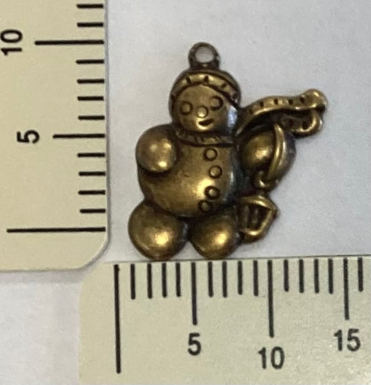 Antique Gold Snowman Charm by By Jupiter