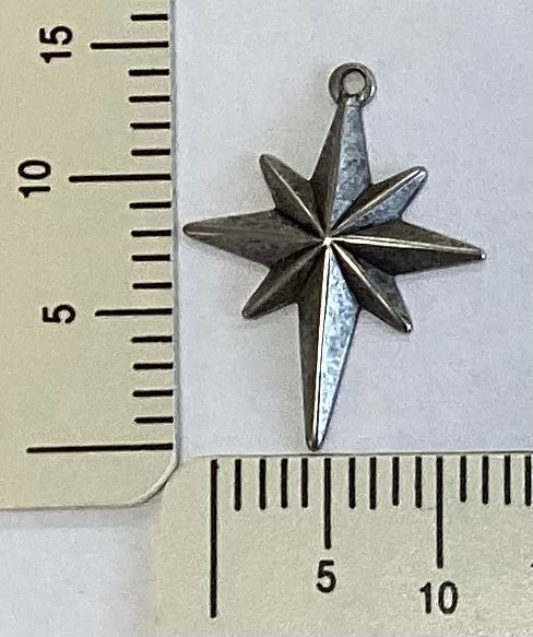 Antique Silver Christmas Star Charm by By Juptier