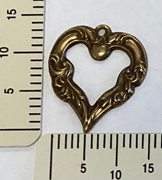 Antique Gold Open Heart Charm by By Jupiter