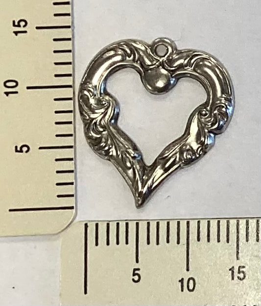 Antique Silver Open Heart Charm by By Jupiter