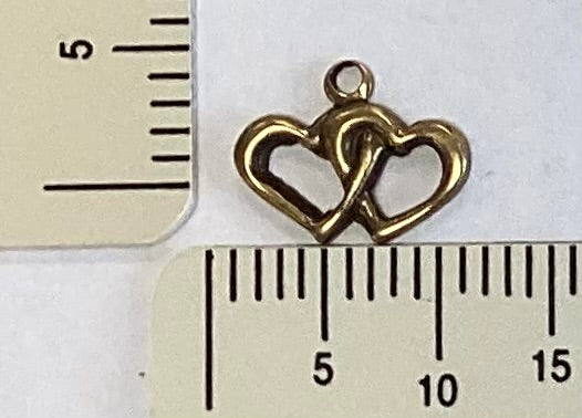 Antique Gold Intertwined Hearts Charm by By Jupiter