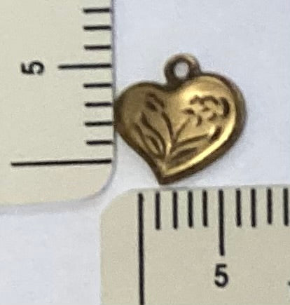 Antique Gold Heart With Flowers Charm by By Jupiter