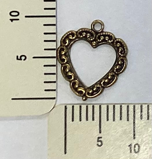 Antique Gold Open Heart Charm by By Jupiter