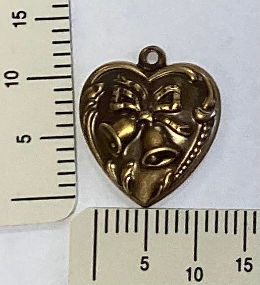 Antique Gold Heart With Bells Charm by By Jupiter