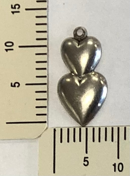 Antique Silver Stacked Hearts Charm by By Jupiter