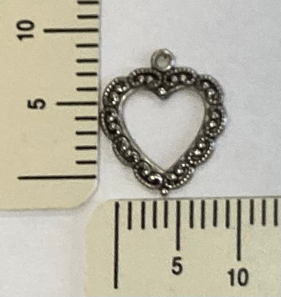 Antique Silver Open Lace Heart Charm by By Jupiter