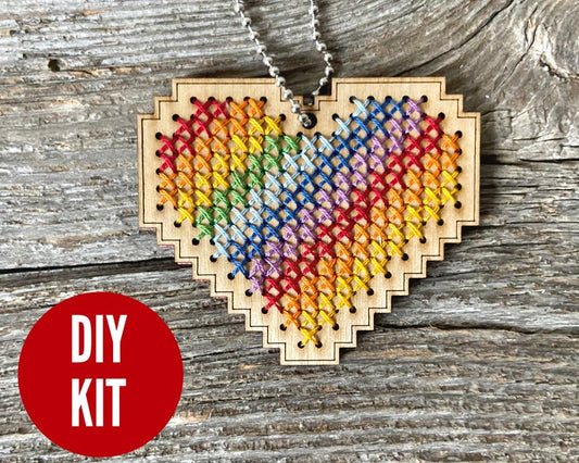 Rainbow Heart Kit by Canadian Stitchery