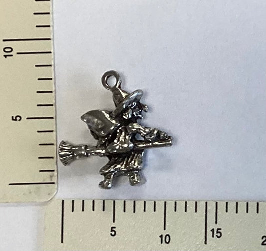 Antique Silver Flying Witch Charm by By Jupiter