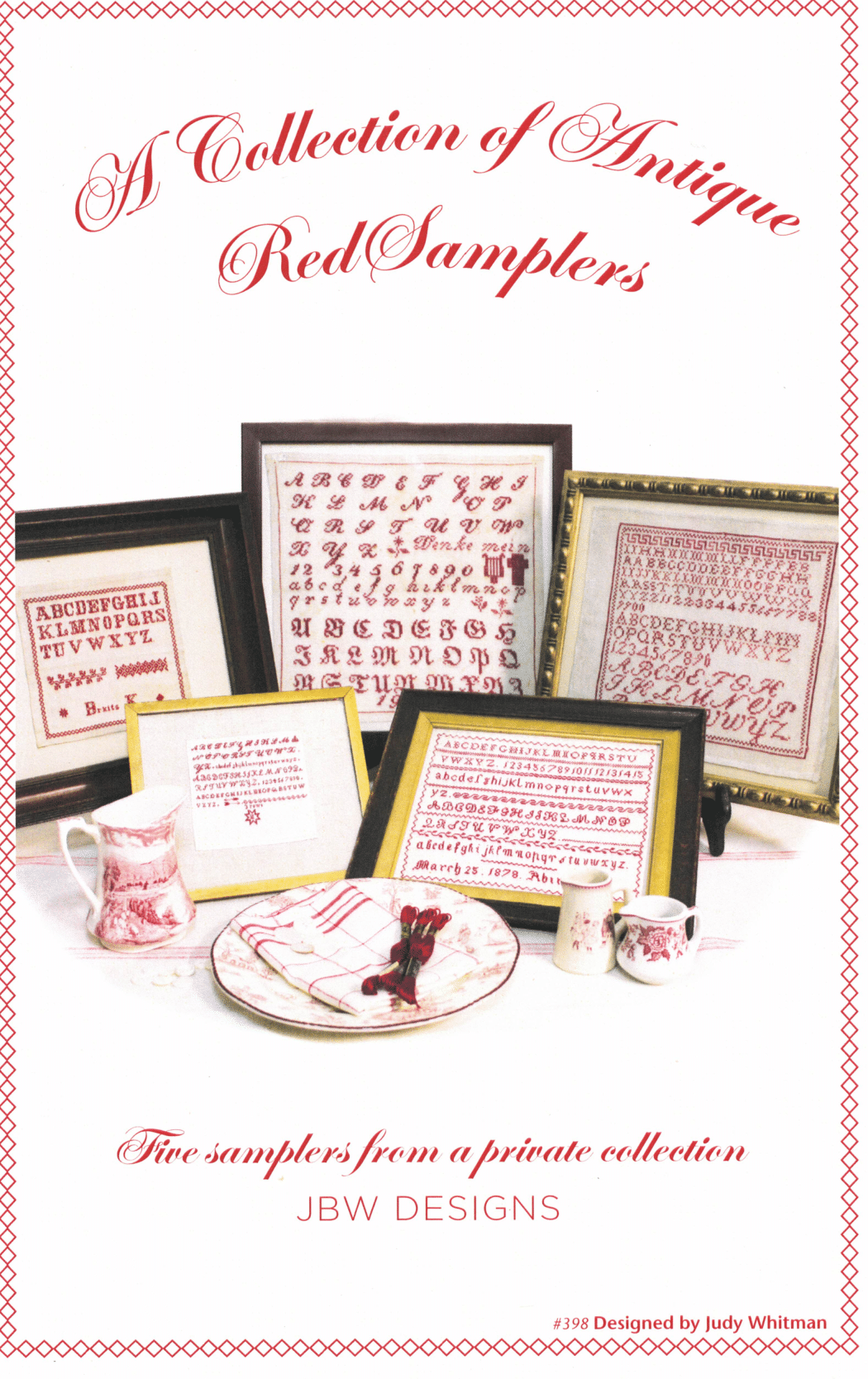 A Collection of Antique Red Samplers by JBW Designs