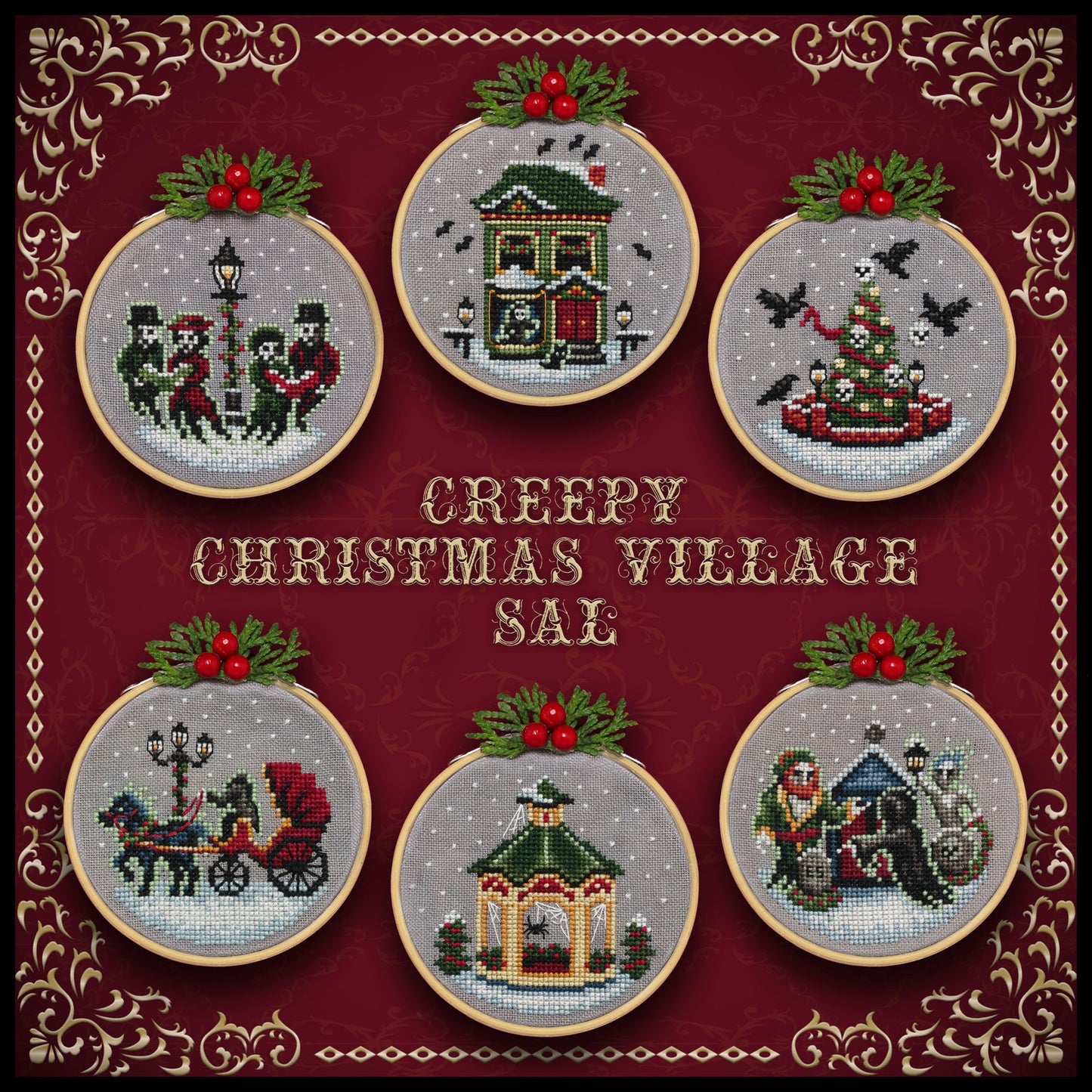 Creepy Christmas Village Ornament Set by LoLa Crow