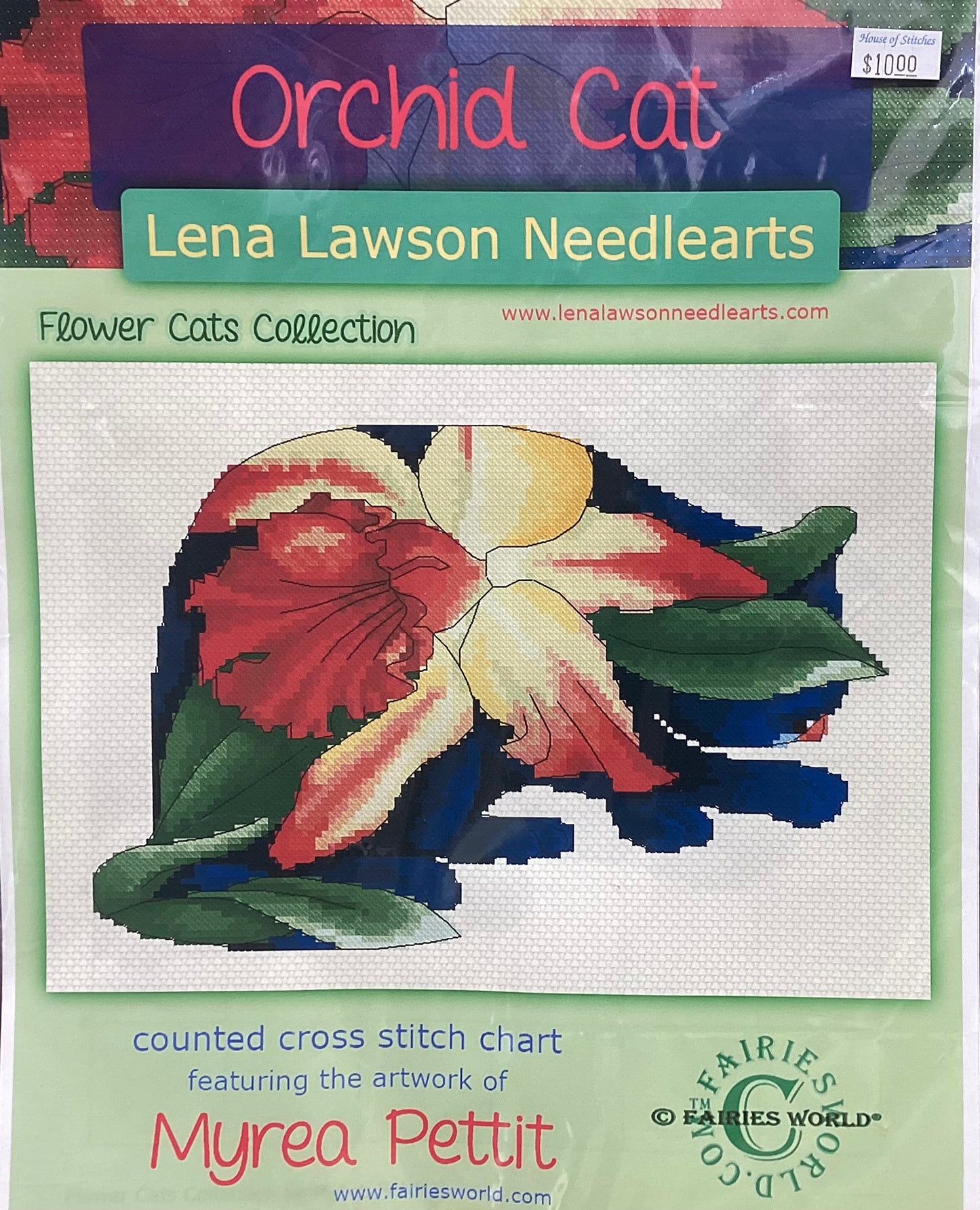 Orchid Cat by Lena Lawson NeedleArts