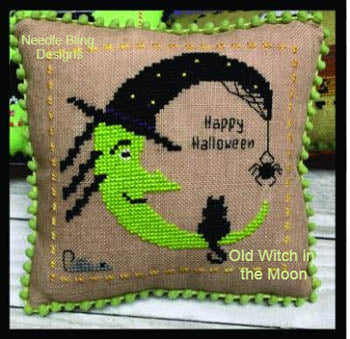 Old Witch in the Moon by Needle Bling Designs