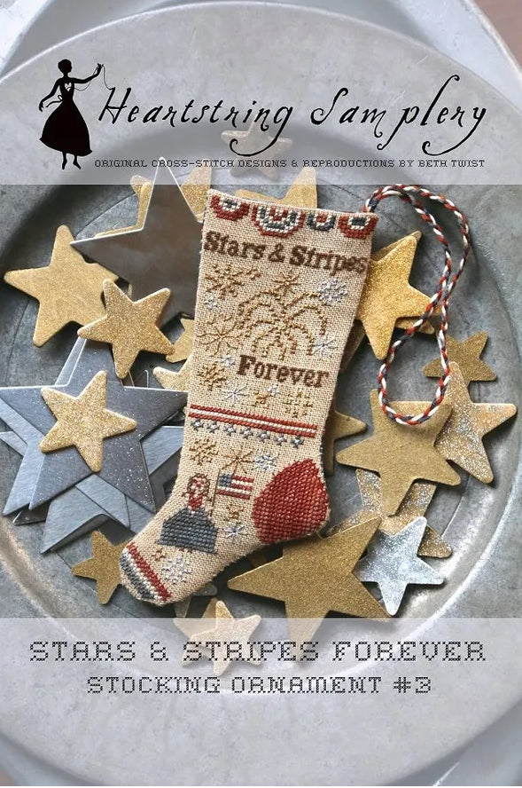 Stocking Ornament #3: Stars & Stripes Forever by Heartstring Samplery