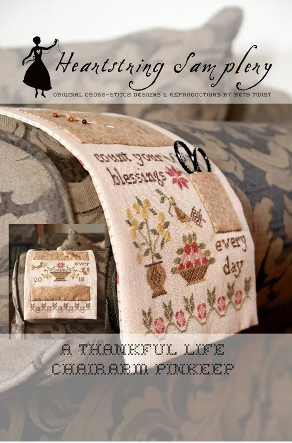 A Thankful Life Chairarm Pinkeep by Heartstring Samplery