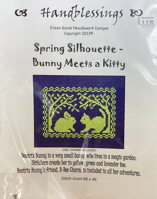 Spring Silhouette- Bunny Meets a Kitty by Handblessings