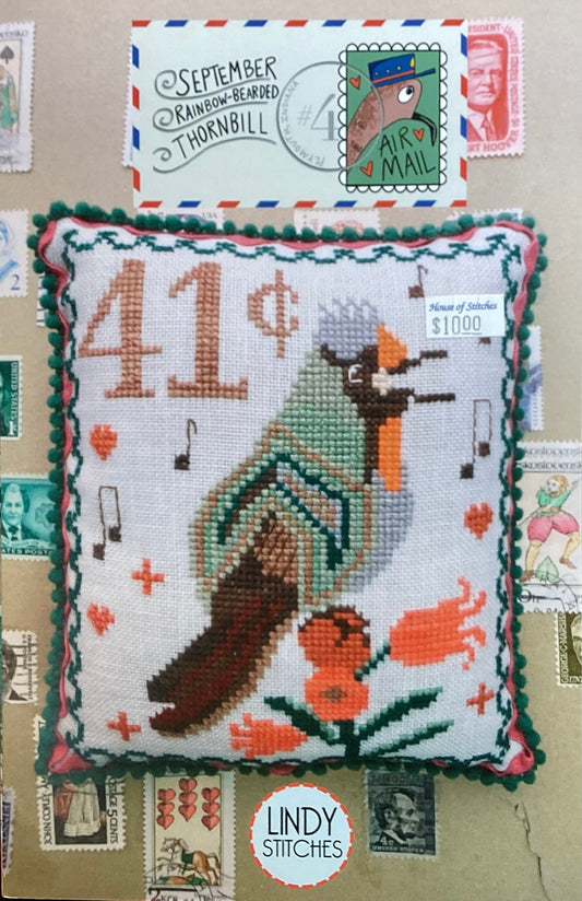September Rainbow-Bearded Thronbill by Lindy stitches