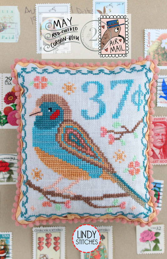 May: Red-Cheeked Cordon-Bleu by Lindy Stitches