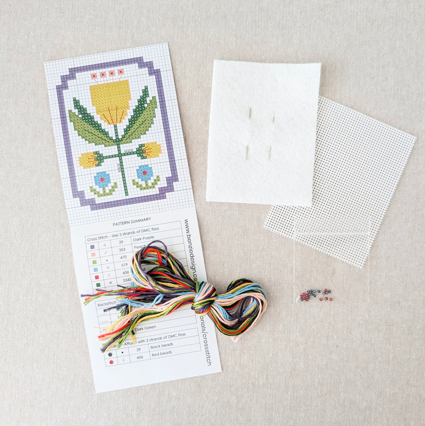 Framed Florals: Tulip Cross Stitch Kit by Benzie Design