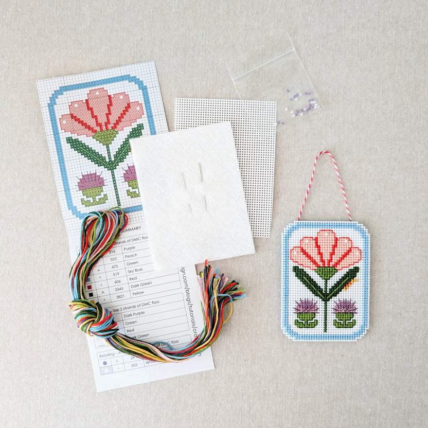 Framed Floral: Carnation Cross Stitch Kit by Benzie Designs