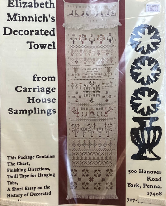 Elizabeth Minnich’s Decorated Towel by Carriage House Samplings